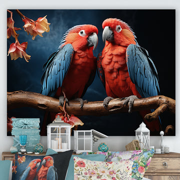 Parrot S Vivid Conversations - Coral Parrot Wall Art